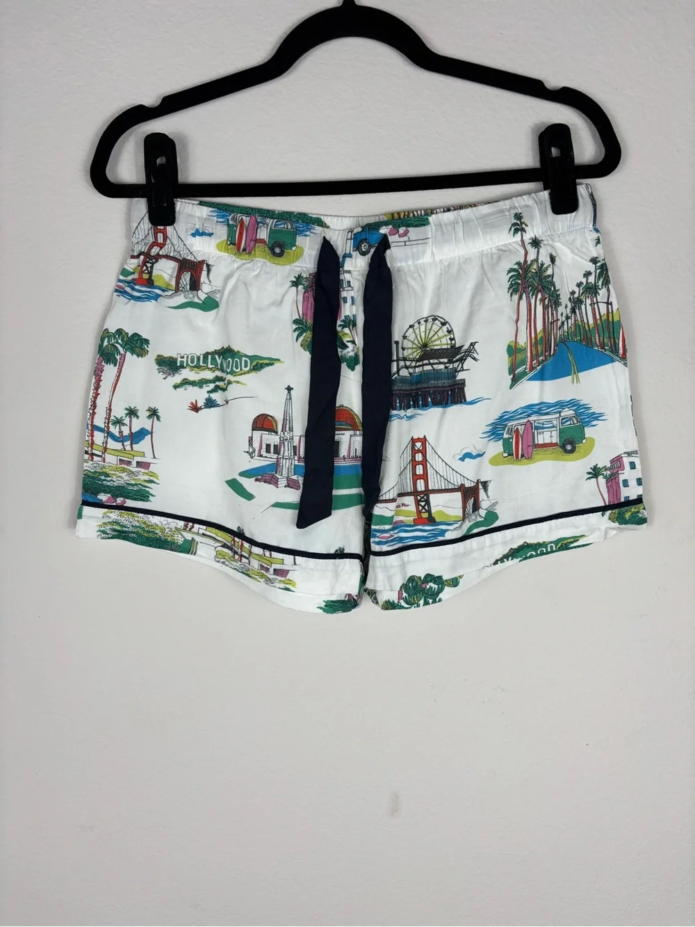 Katie Kime California Toile Pajama Short Set S Cotton Hollywood Golden Gate Surf - Picture 2 of 11